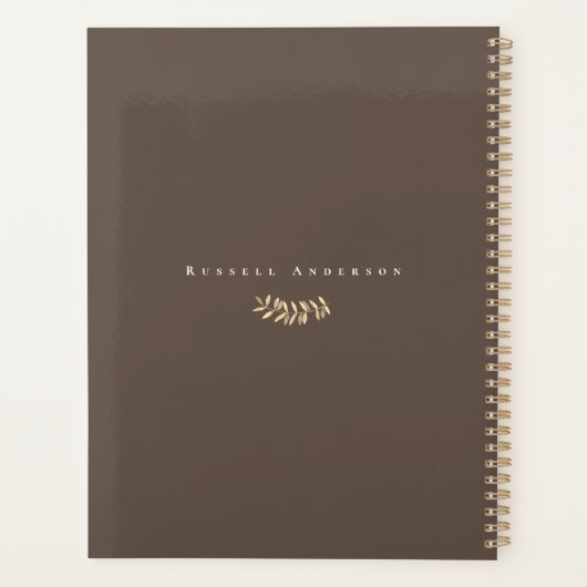 Eenvoudig monogram bruin planner (Achterkant)