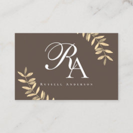 Eenvoudig monogram bruin visitekaartje