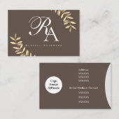 Eenvoudig monogram bruin visitekaartje (Voorkant / Achterkant)