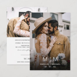 Eenvoudig Monogram budget Fotobruiloft Kaart