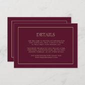 Eenvoudig monogram - Burgundy Wedding Informatiekaartje (Voorkant / Achterkant)