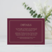 Eenvoudig monogram - Burgundy Wedding Informatiekaartje (Staand voorkant)