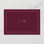 Eenvoudig monogram - Burgundy Wedding Informatiekaartje (Achterkant)