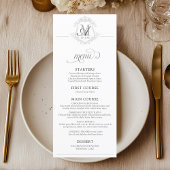 Eenvoudig  Monogram Crest Trouwdiner Menu