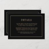 Eenvoudig Monogram Details Zwart Goud Bruiloft Informatiekaartje (Voorkant / Achterkant)