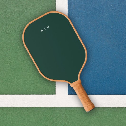 Eenvoudig monogram donkergroen pickleball paddle