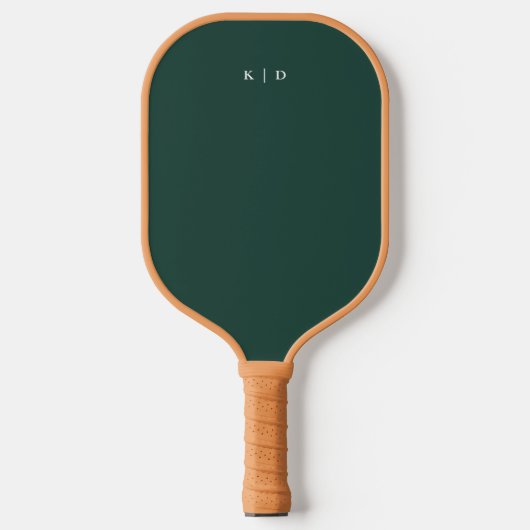 Eenvoudig monogram donkergroen pickleball paddle (Voorkant)