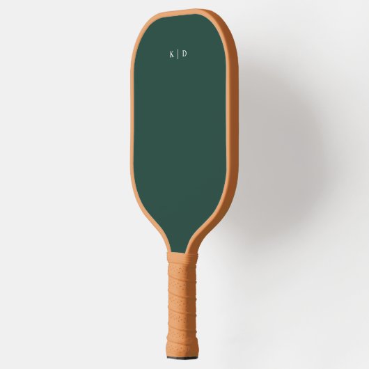 Eenvoudig monogram donkergroen pickleball paddle (Links)
