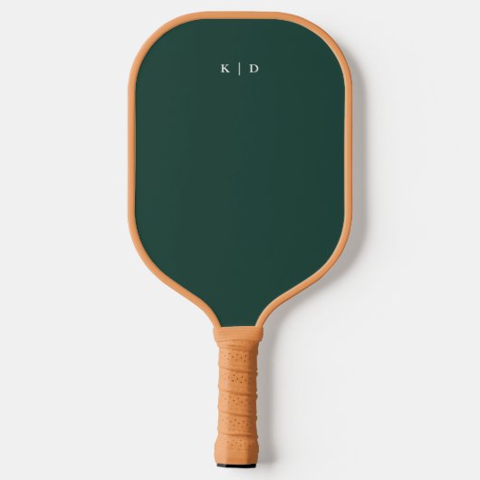 Eenvoudig monogram donkergroen pickleball paddle (Achterkant)