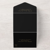 Eenvoudig Monogram Elegant Black en Gold Wedding All In One Uitnodiging (Buitenkant)