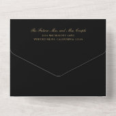 Eenvoudig Monogram Elegant Black en Gold Wedding All In One Uitnodiging (Achterkant)