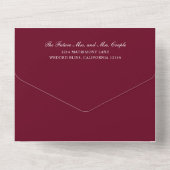 Eenvoudig Monogram Elegant Burgundy Wedding All In One Uitnodiging (Achterkant)