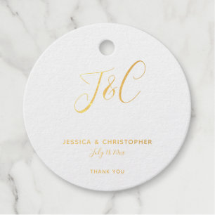Eenvoudig monogram Elegant Gold Foil-minimalistisc Bedankjes Labels