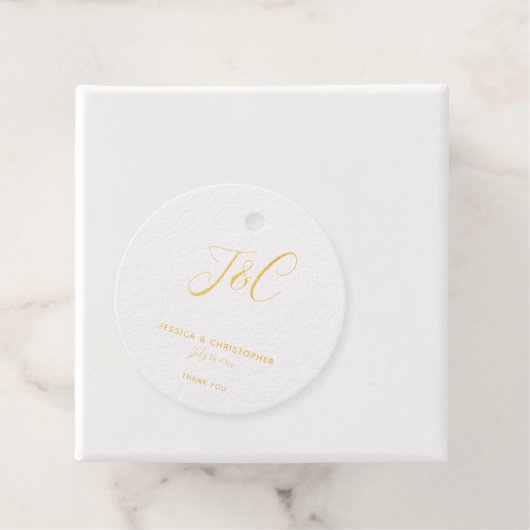 Eenvoudig monogram Elegant Gold Foil-minimalistisc Bedankjes Labels (Met doos)