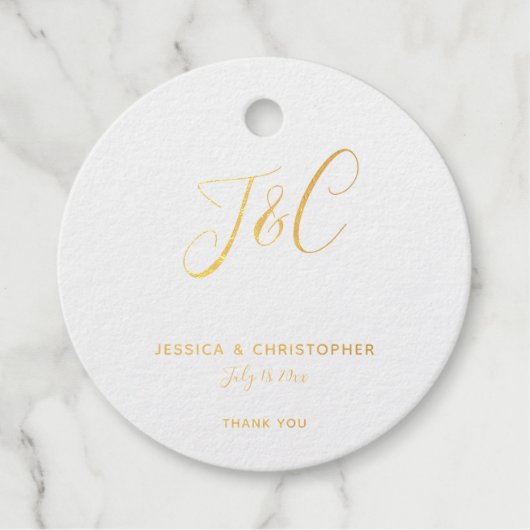 Eenvoudig monogram Elegant Gold Foil-minimalistisc Bedankjes Labels (Voorkant)
