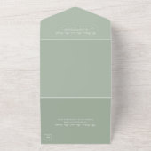 Eenvoudig Monogram Elegant Sage Green Wedding All In One Uitnodiging (Buitenkant)