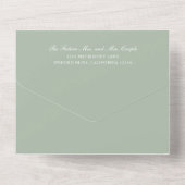 Eenvoudig Monogram Elegant Sage Green Wedding All In One Uitnodiging (Achterkant)