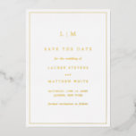 Eenvoudig Monogram Elegant Wedding sparen de Datum Folie Uitnodiging<br><div class="desc">Sla eenvoudig de datum op met een modern maar elegant ontwerp met je monogram met twee letters bovenaan en je trouwdetails omringd door een dunne rand. Een chique en stijlvol ontwerp dat geweldig is voor een minimalistisch paar.</div>