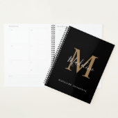 Eenvoudig monogram elegant zwart-witscript planner (Display)
