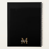 Eenvoudig monogram elegant zwart-witscript planner (Achterkant)