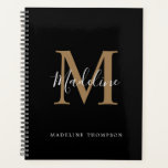Eenvoudig monogram elegant zwart-witscript planner<br><div class="desc">Eenvoudige monogram monogram in Elegant Black en Gold Script</div>