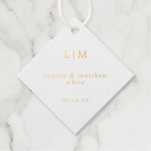 Eenvoudig Monogram Elegante Bruiloft Bedankjes Labels (Voorkant)