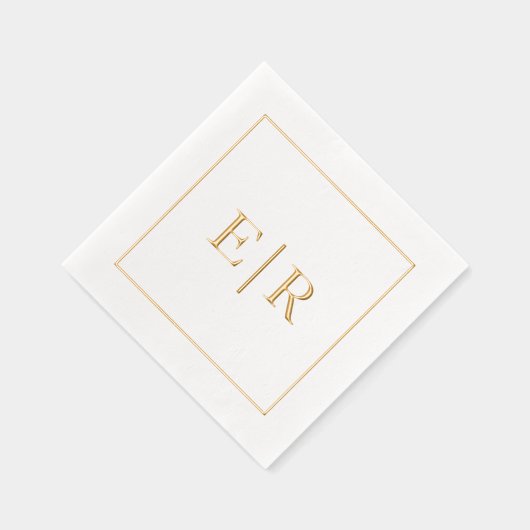 Eenvoudig Monogram Elegante Bruiloft Folie Servetten (Rechts)