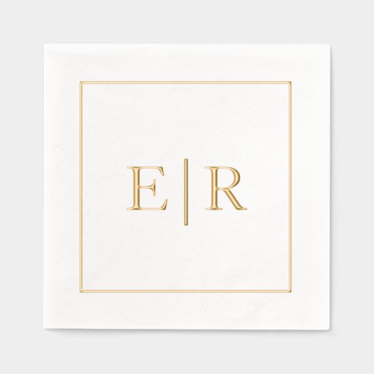 Eenvoudig Monogram Elegante Bruiloft Folie Servetten (Voorkant)