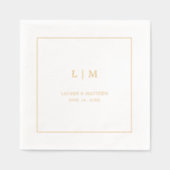 Eenvoudig Monogram Elegante Bruiloft Folie Servetten (Voorkant)