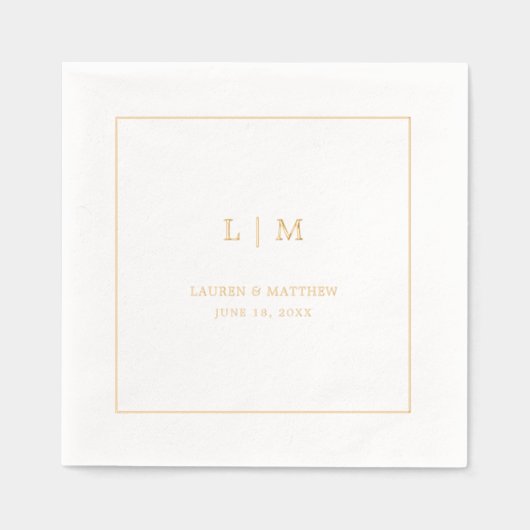 Eenvoudig Monogram Elegante Bruiloft Folie Servetten (Voorkant)