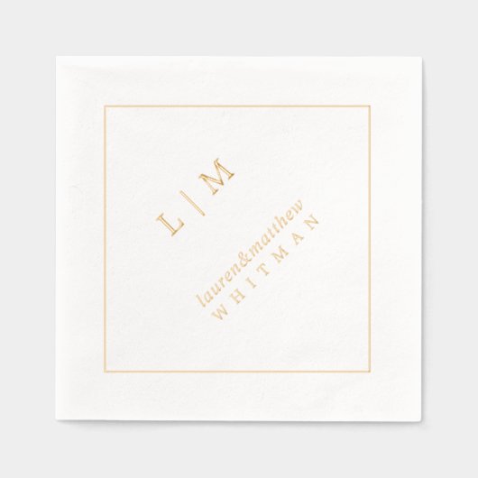 Eenvoudig Monogram Elegante Bruiloft Folie Servetten (Voorkant)