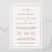 Eenvoudig Monogram Elegante Bruiloft Folie Uitnodiging (Voorkant)