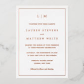 Eenvoudig Monogram Elegante Bruiloft Folie Uitnodiging (Voorkant)