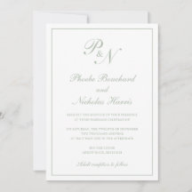 Eenvoudig monogram elegante sage in één bruiloft