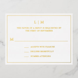 Eenvoudig Monogram Elegante Trouwband RSVP Folie Uitnodiging Briefkaart
