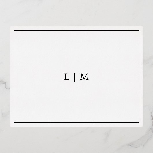 Eenvoudig monogram elegante trouwbehuizing folie uitnodiging briefkaart (Achterkant)