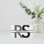 Eenvoudig Monogram en Naam Bord Visitekaartje (Staand voorkant)