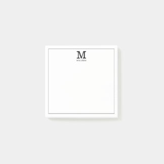 Eenvoudig monogram familienaam zwart-wit post-it® notes