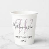Eenvoudig monogram familiereünie papieren bekers (Voorkant)