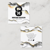 Eenvoudig Monogram Fitness Coach Vierkante Visitekaartje (Voorkant / Achterkant)