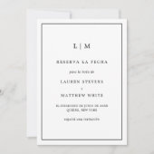 Eenvoudig monogram formeel Spaans huwelijk Save The Date (Voorkant)