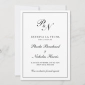 Eenvoudig monogram Formele Elegant Spaans Weddensc Save The Date (Voorkant)
