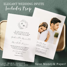 Eenvoudig Monogram Foto Weddenschap met RSVP Kaart