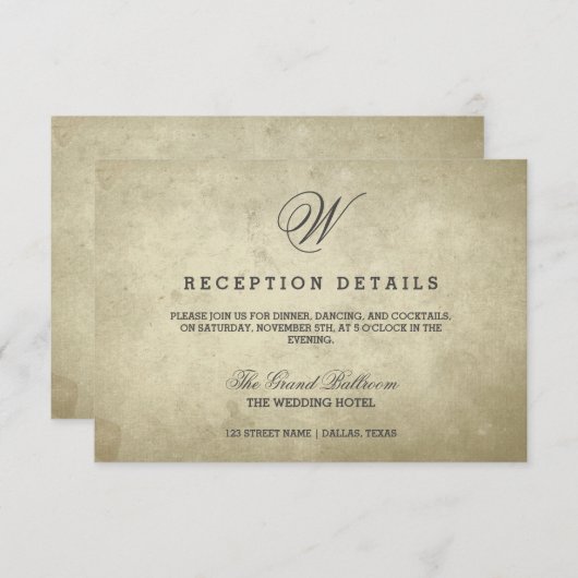 Eenvoudig Monogram | gegevens over papierontvangs Informatiekaartje (Voorkant / Achterkant)