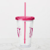 Eenvoudig monogram gepersonaliseerd acryl drinkbeker (Rechts)