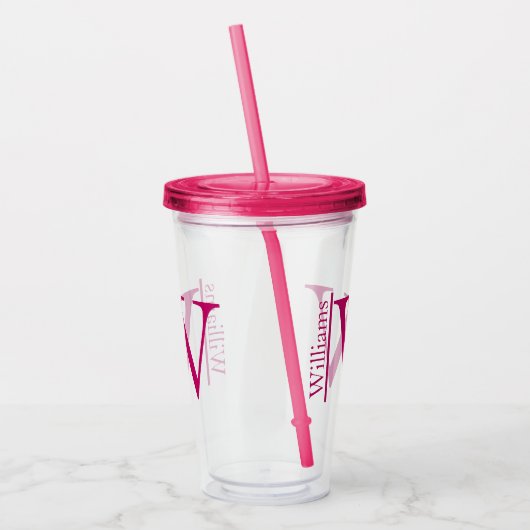 Eenvoudig monogram gepersonaliseerd acryl drinkbeker (Links)