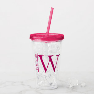 Eenvoudig monogram gepersonaliseerd acryl drinkbeker