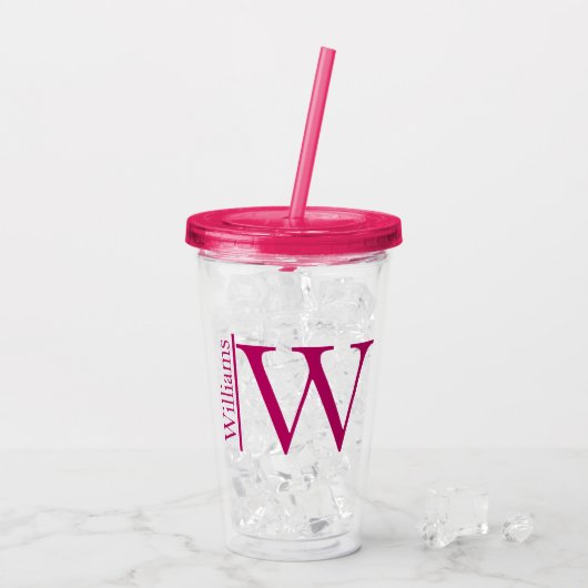 Eenvoudig monogram gepersonaliseerd acryl drinkbeker (Achterkant ijs)
