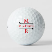 Eenvoudig monogram gepersonaliseerde rode Logo Golfballen (Voorkant)