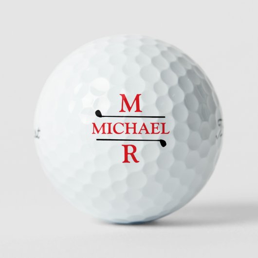 Eenvoudig monogram gepersonaliseerde rode Logo Golfballen (Voorkant)